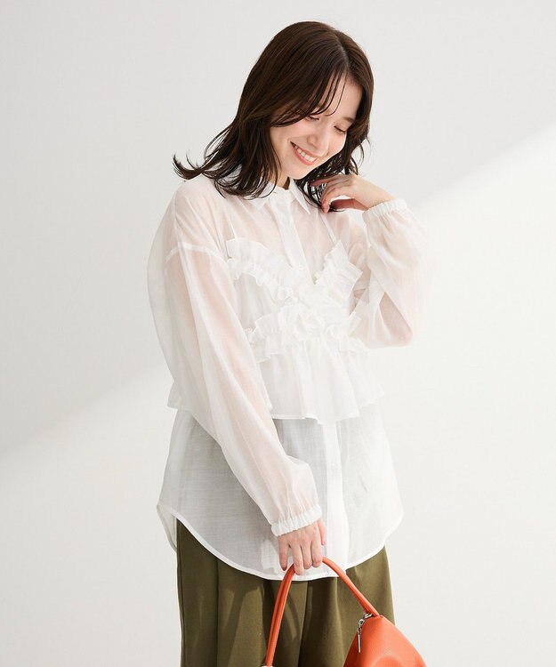 Green Parks 【WEB限定】ＳＥＴ２点フリルビスチェ＋シャツチュニックⅡ Ivory