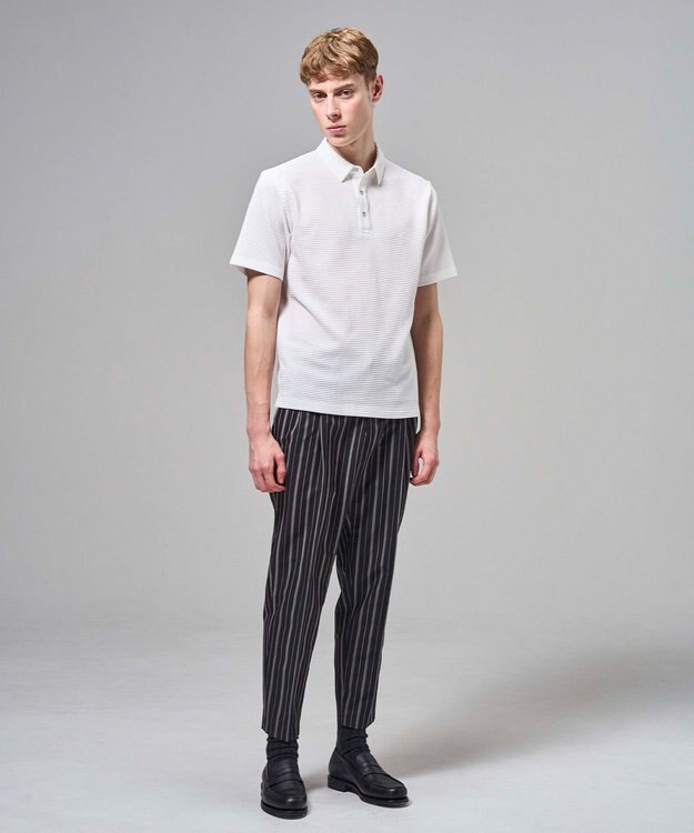 JOSEPH HOMME 【新素材】ドットエアーリバーシブル ドロスト付タック入りテーパードパンツ / PEGG TUCK ブラック系1