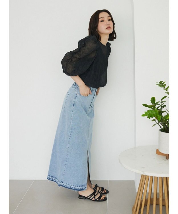 Green Parks ・ＥＬＥＮＣＡＲＥ　ＤＵＥ　デニムロングスカート Light Indigo