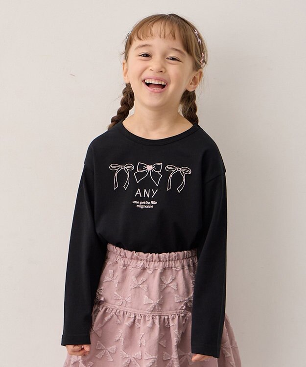 ANY KIDS 【Good Price】 ANY刺繍 長袖Tシャツ ブラック