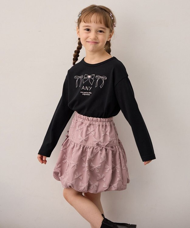 ANY KIDS 【Good Price】 ANY刺繍 長袖Tシャツ ブラック