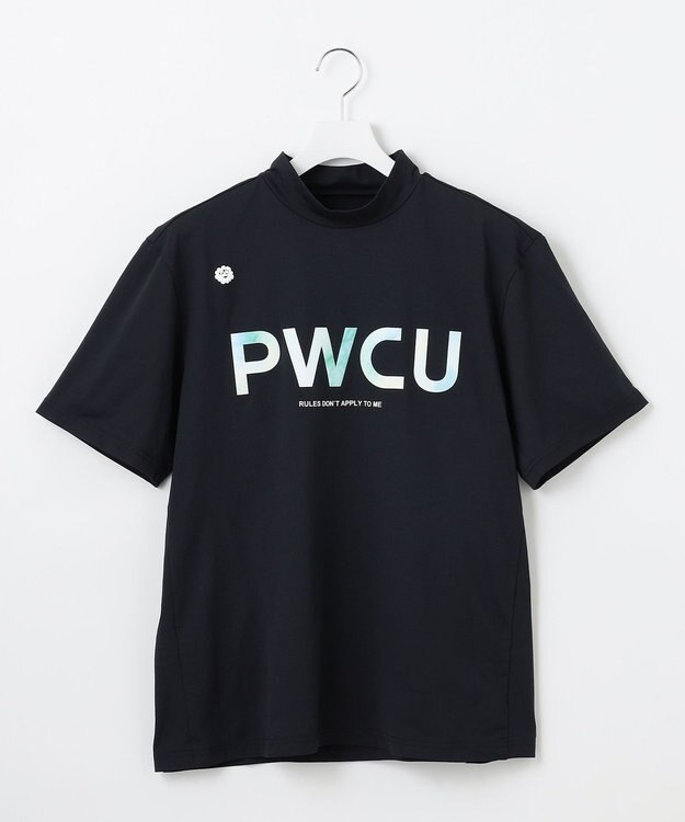 PW CIRCULUS 【吸水速乾 / UV遮蔽率99% UVカット / ストレッチ】【MEN】バックメッシュポケットモックT ゴルフ ブラック系