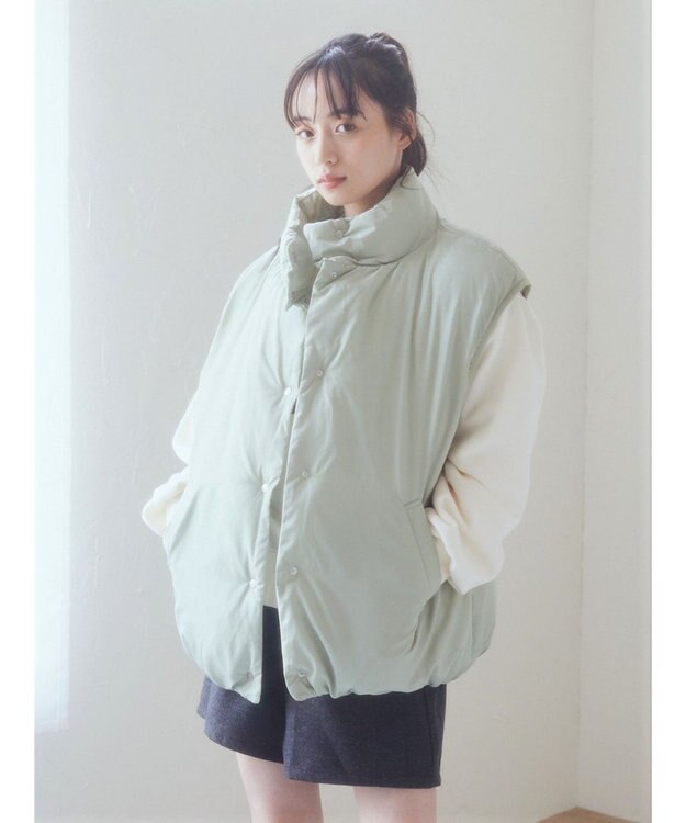 earth music&ecology パファーベスト Light Green