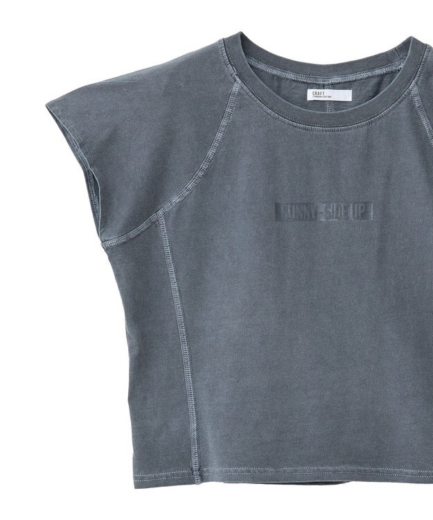 CRAFT STANDARD BOUTIQUE ヴィンテージ加工ロゴプリントノースリーブＰＯ Black