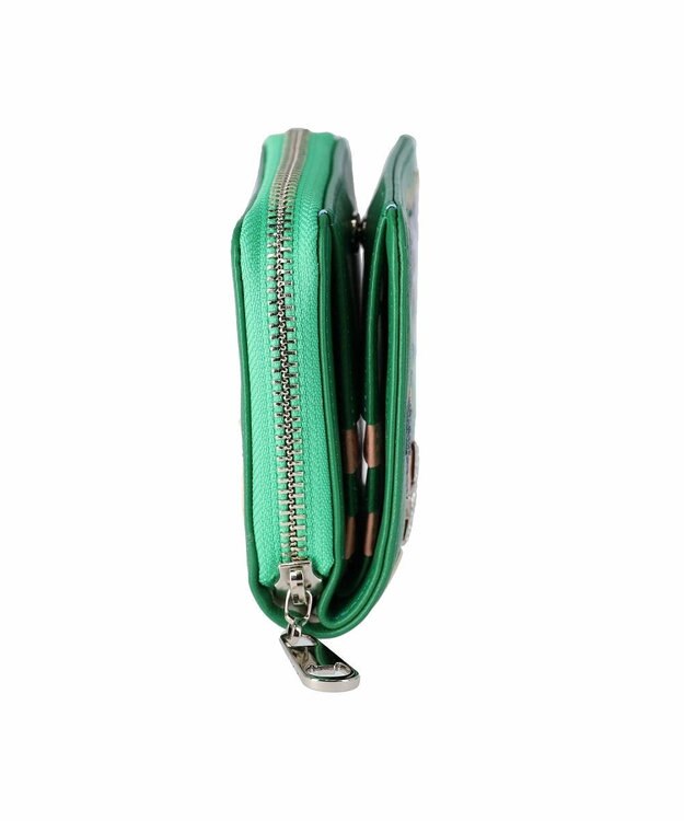 tsumori chisato CARRY tcパッチワーク ラウンドファスナー2つ折り財布 グリーン