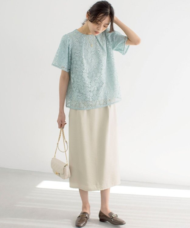組曲 フラワーレース ブラウス ミント系