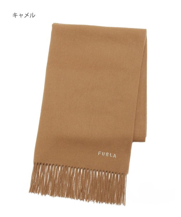 MOONBAT 【WEB限定】FURLA ウール100％ 大判プレーンストールマフラー/幅60cm キャメル