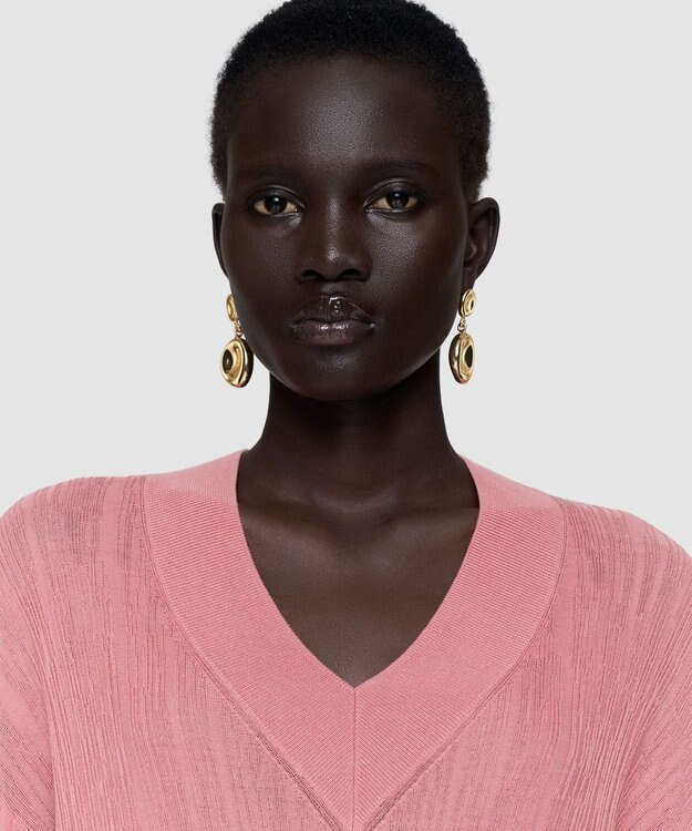 JOSEPH クリンクルリブ　Vネックニット Blush