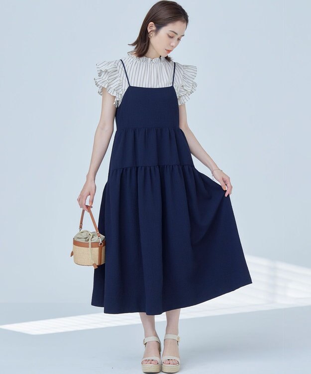 組曲 【WEB限定】ナイロンレーヨン チュニック ブラウス エクリュベース系1