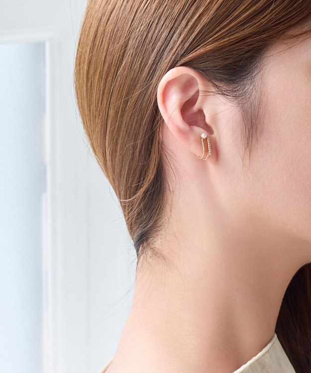 Phoebe 2ラインリッチパールビジュークリップイヤリング ホワイト