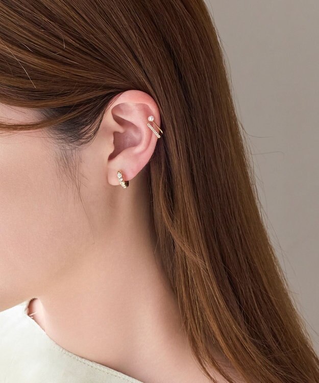 Phoebe 2ラインリッチパールビジュークリップイヤリング ホワイト