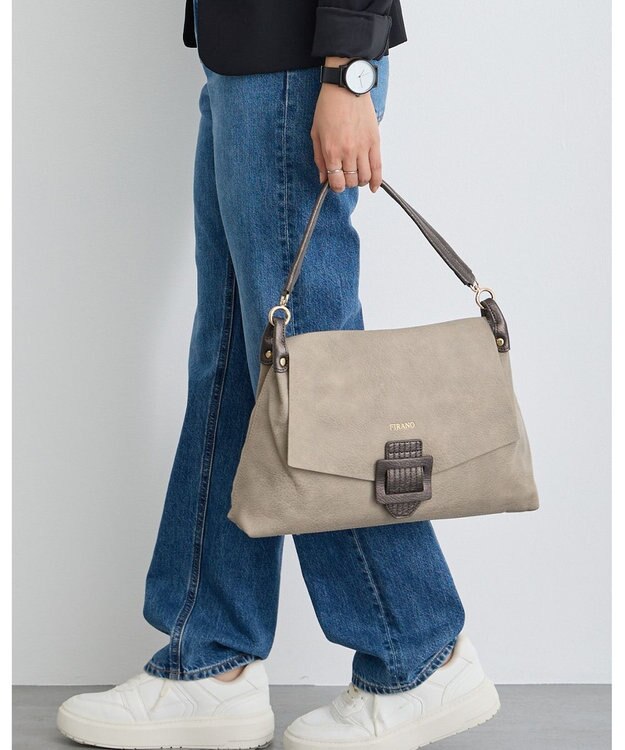 MioFIRANO バックル付きフラップトートバッグ 2WAY　FIRANO フィラノ GRAY