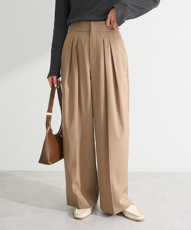 Green Parks タックワイドパンツ Mocha