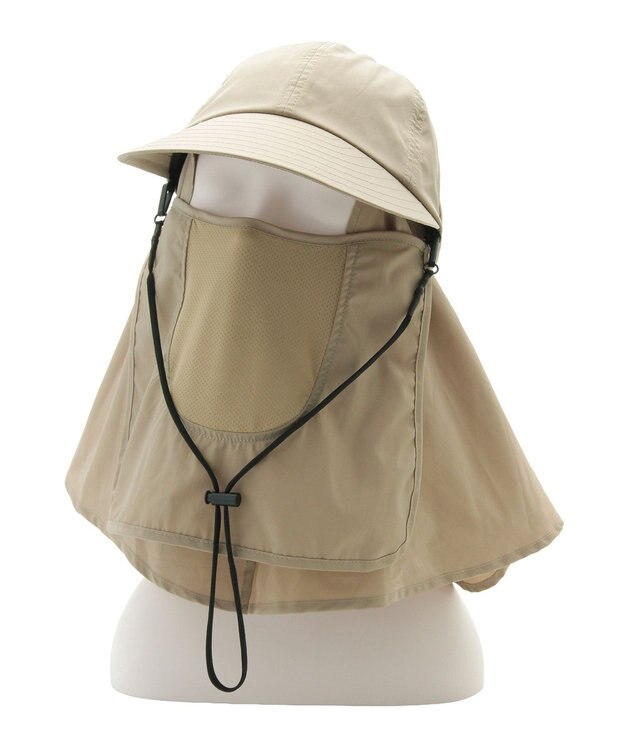 MOONBAT 【遮光100％/UVカット100％】フワクール (Fuwacool)  日差しを完全遮断バッククリボンワイドキャップ　遮光100　UV100 ベージュ