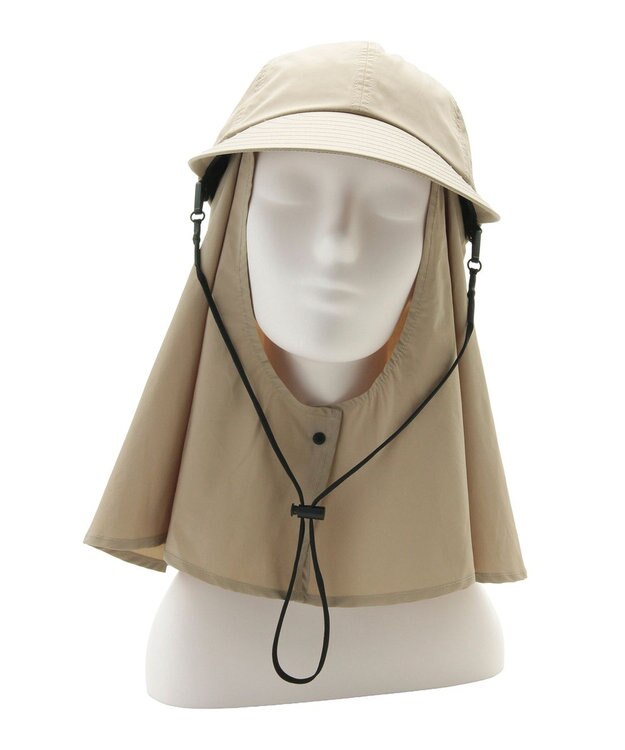 MOONBAT 【遮光100％/UVカット100％】フワクール (Fuwacool)  日差しを完全遮断バッククリボンワイドキャップ　遮光100　UV100 ベージュ