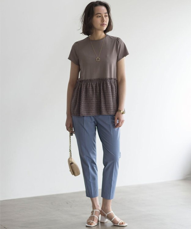 組曲 S 華感フレア カットソー モカグレー系