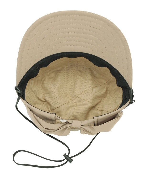 MOONBAT 【遮光100％/UVカット100％】フワクール (Fuwacool)  日差しを完全遮断バッククリボンワイドキャップ　遮光100　UV100 ベージュ