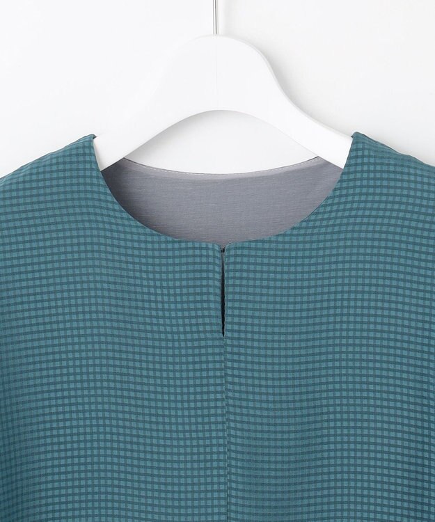 J.PRESS LADIES 【洗える】シアーサッカーチェック カットソー ダルグリーン系