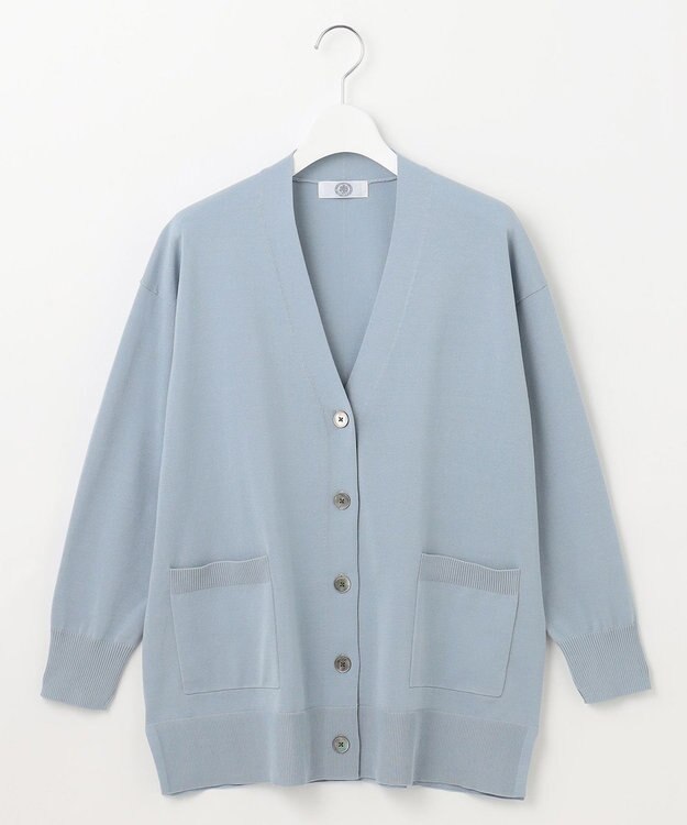 J.PRESS LADIES L 【洗える】 Co/Peライト Vネック カーディガン スカイブルー系