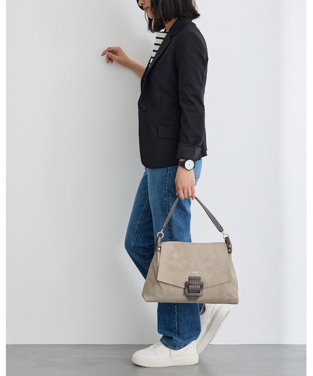 MioFIRANO バックル付きフラップトートバッグ 2WAY　FIRANO フィラノ GRAY