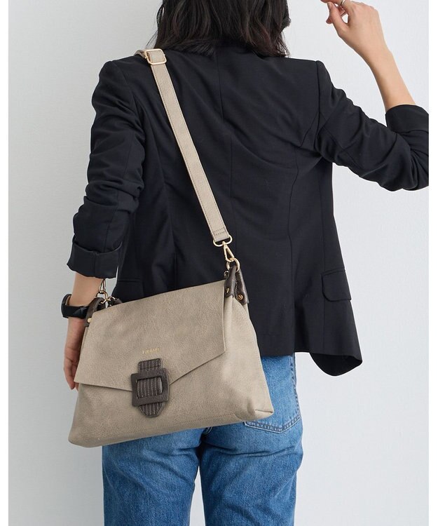 MioFIRANO バックル付きフラップトートバッグ 2WAY　FIRANO フィラノ GRAY