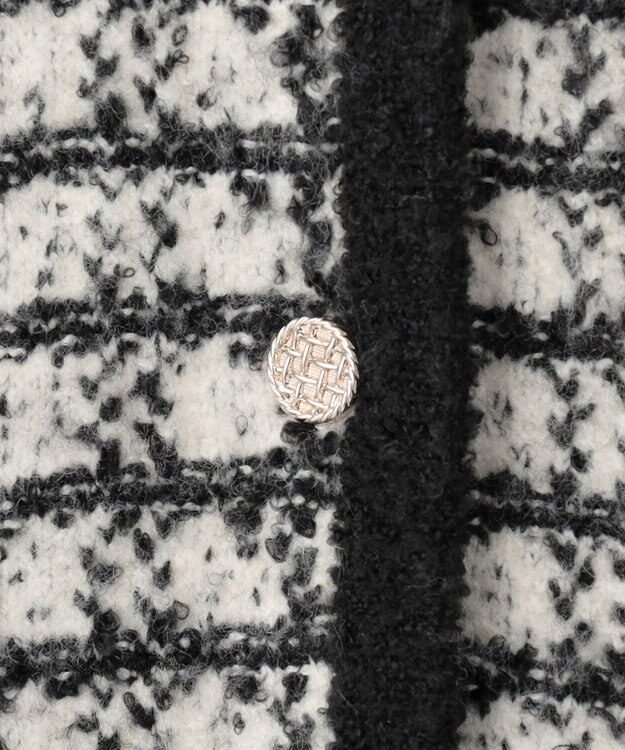 ANY SIS L 【洗える】襟付ツイード ジャケット ブラック系