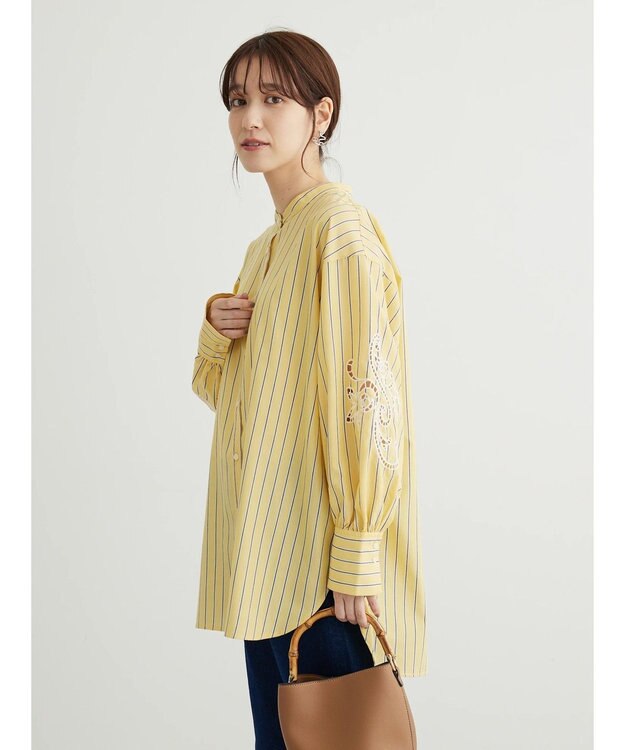 Green Parks 袖刺繍シャツチュニック Yellow