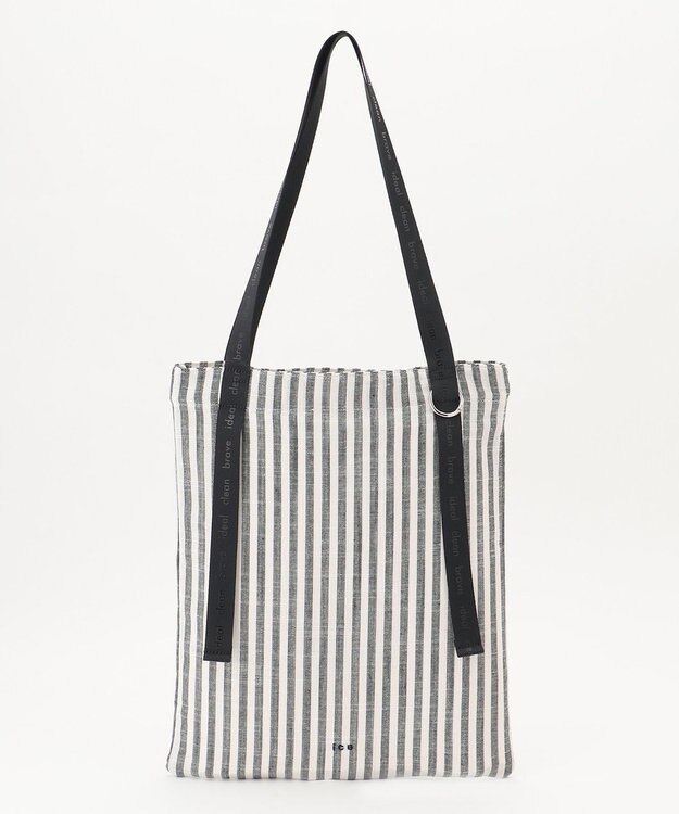 ICB 【A4サイズ収納可】ロゴハンドルトートバッグ モノトーン系ストライプ