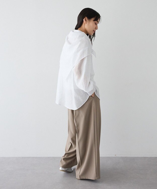 CRAFT STANDARD BOUTIQUE 【2点SET】スカーフ付きシアーストライプシャツ Stripe White