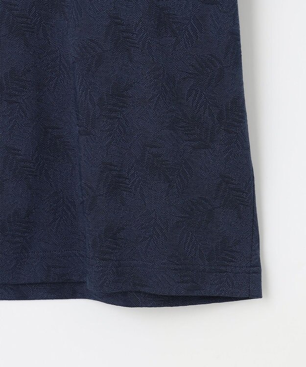 JOSEPH ABBOUD 【キングサイズ・吸水速乾】リーフ柄ジャガード クルーネック Tシャツ ネイビー系