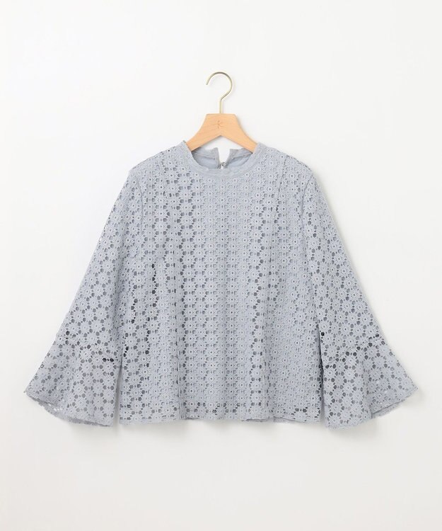 組曲 【WEB限定】フラワーレース 袖フレアトップス スカイブルー系