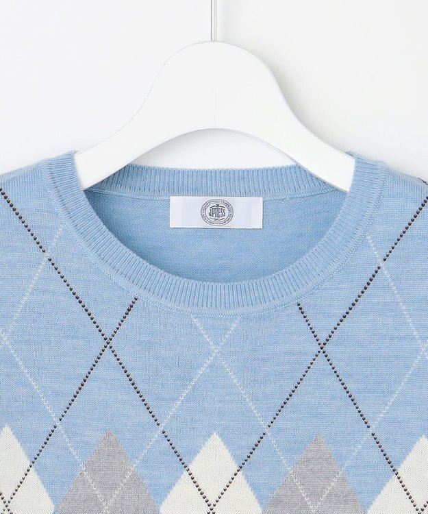 J.PRESS LADIES アーガイル ツイン ニット ソフトブルー系