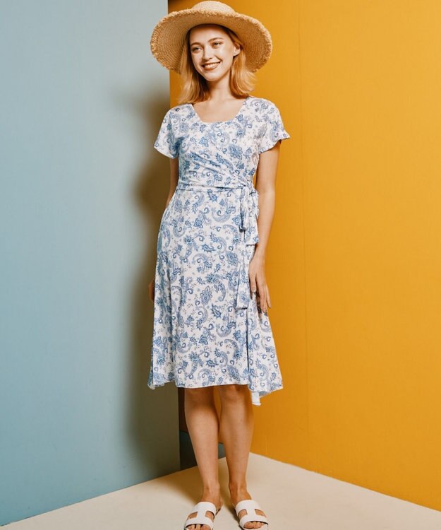 San-ai Resort（三愛水着楽園） スリーブドレス３点セット　9M・11L　【Coral veil（コーラルヴェール）】 ブルー