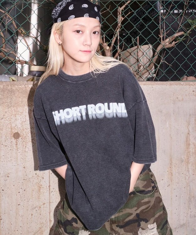 WEGO 【ユニセックス着用ITEM/MLサイズ展開】ブリーチワッフルダメージグラフィックT（SS） スミクロ