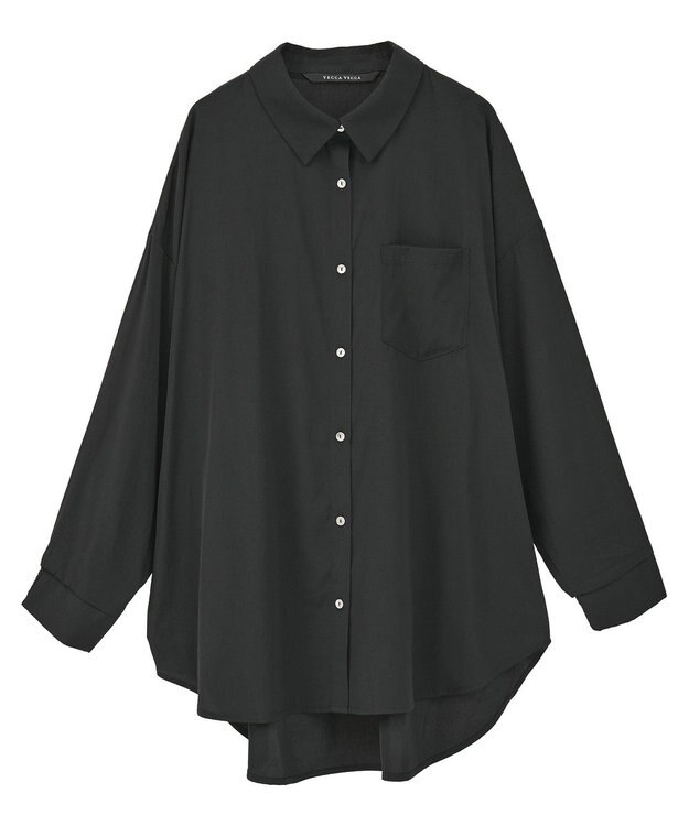 YECCA VECCA バックギャザーロングシャツ Black