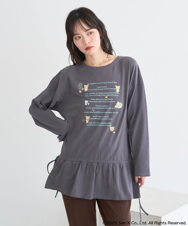 earth music&ecology 【予約】リラックマ×earth ブラウジングロンT チャコールグレー
