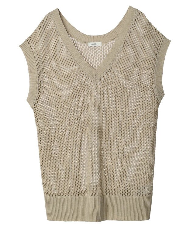 earth music&ecology Ｖネックメッシュベスト Beige