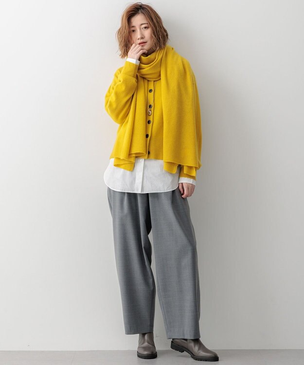 23区 L 【Oggi12月号掲載/洗える】ピュアカシミヤ ニットカーディガン マスタード系