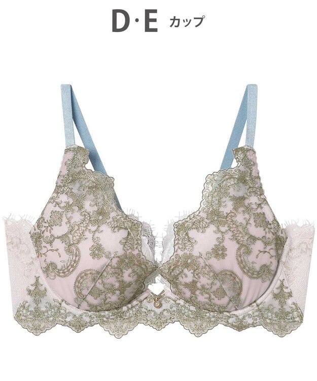 AMPHI ブラジャー 谷間メイク 脇高設計 細身え効果 Gカップまで対応 大きいサイズ 【Glama-Rich グラマリッチ 脇スッキリタイプ】ブラ BYJ603 アンフィ／ワコール ベージュ