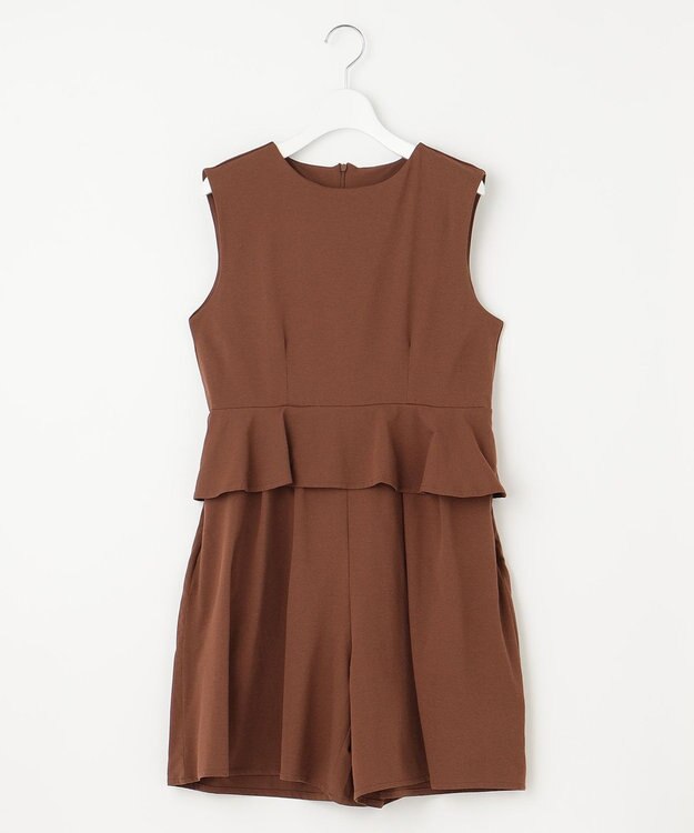 Feroux 【接触冷感・UVカット・吸水速乾】ラッシュガードペプラム オールインワン ダークブラウン系