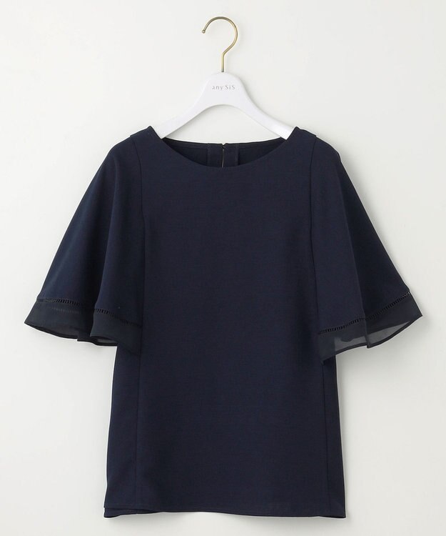 ANY SIS 【洗える】フレアスリーブ ブラウス ネイビー
