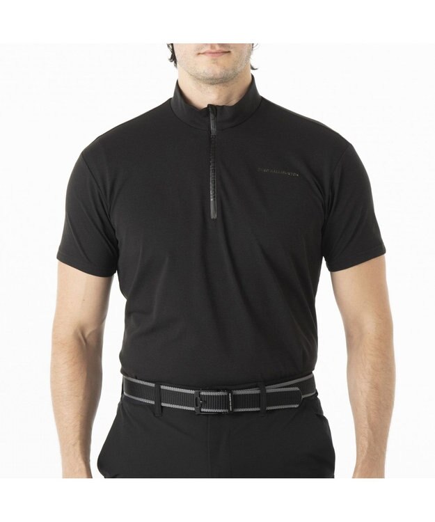 ZERO HALLIBURTON 【吸水速乾・UVケア】 着心地ジッパーモックネックTシャツ ZHG-M5S7b 82953 ブラック