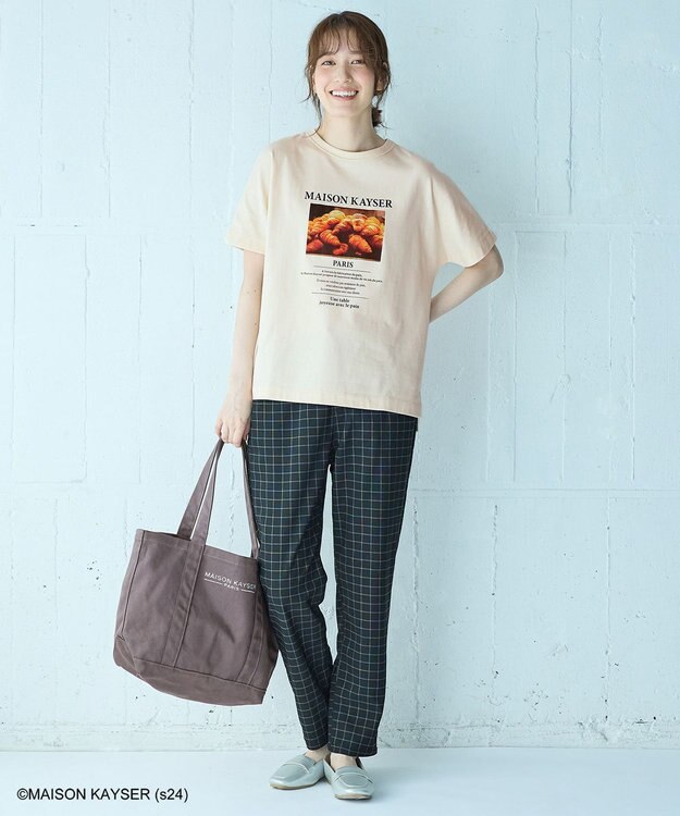 ANY 【MAISON KAYSERコラボ】フォトプリント半袖Tシャツ アイボリー×クロワッサン