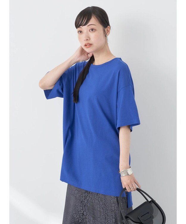 earth music&ecology バックスリットねじりチュニックＴ Royal Blue