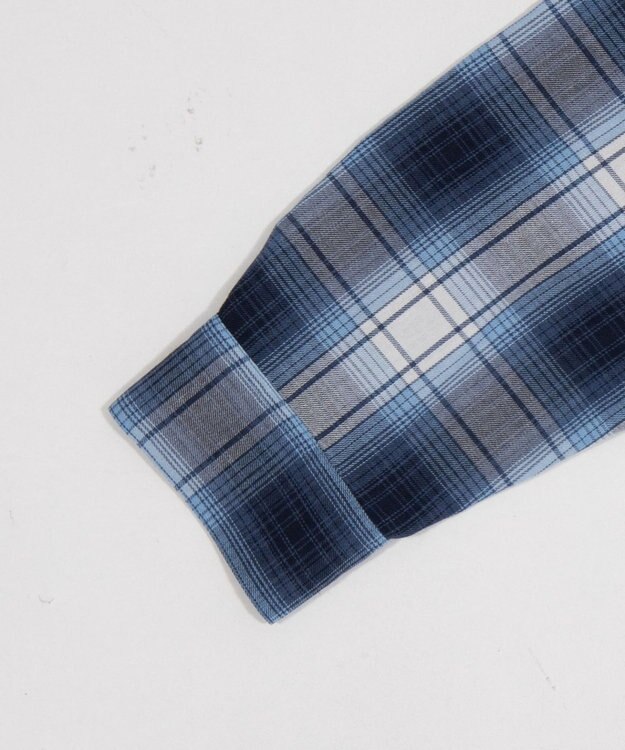 WEGO 【ユニセックス着用ITEM】オンブレチェックシャツジャケット ブルーチェック1