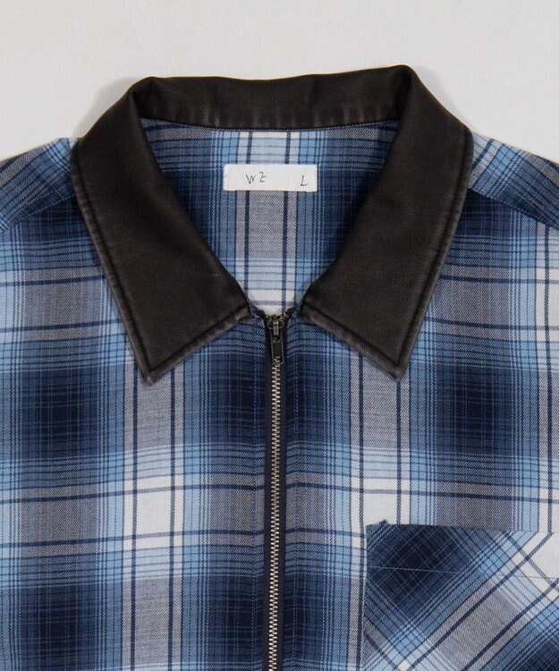WEGO 【ユニセックス着用ITEM】オンブレチェックシャツジャケット ブルーチェック1