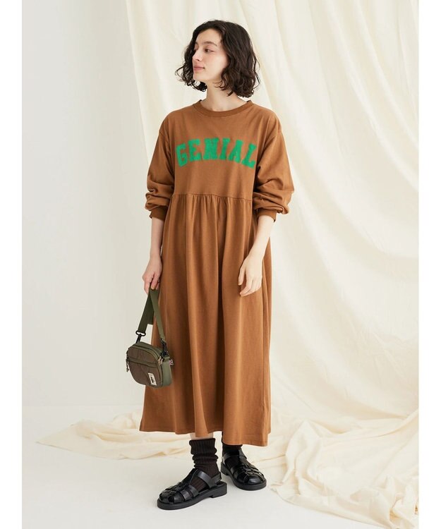 CRAFT STANDARD BOUTIQUE ウ゛ィンテージ風天竺　フロッキークラックＰＴ　ＯＰ　 Brown