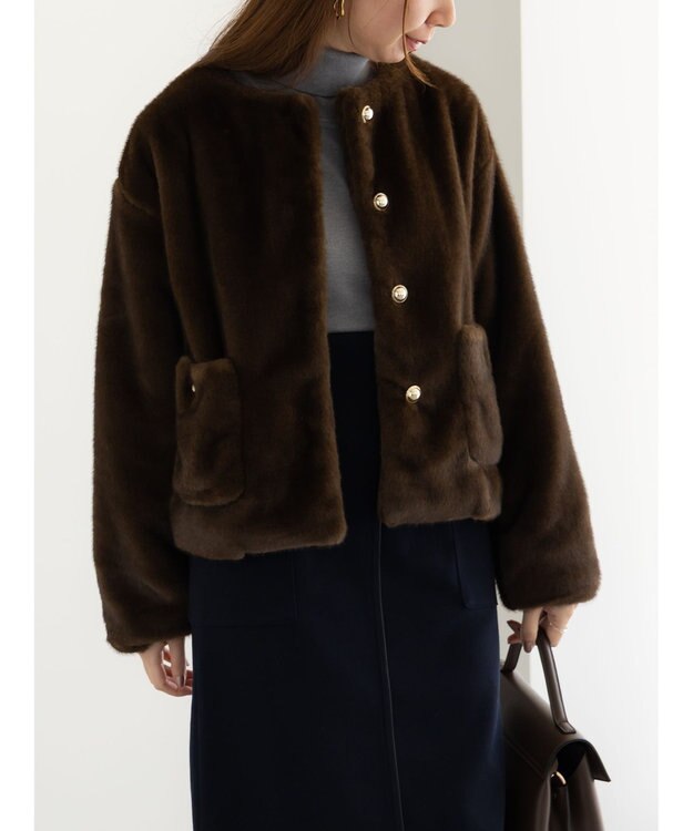 Te chichi グラデーションファーノーカラージャケット《2025winter catalog item》 ブラウン