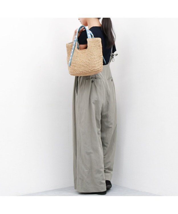 UNBILLION カシュカシュ cachecache / ドット刺繍ハンドル手編みトート ブルー