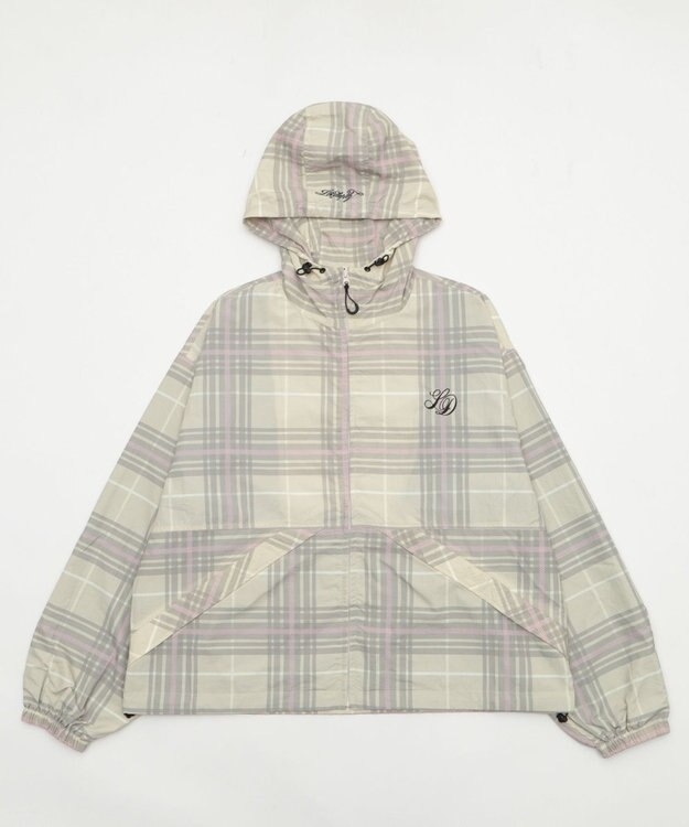 WEGO 【ユニセックス着用ITEM/MLサイズ展開】チェックロゴフードブルゾン ピンクソノタ